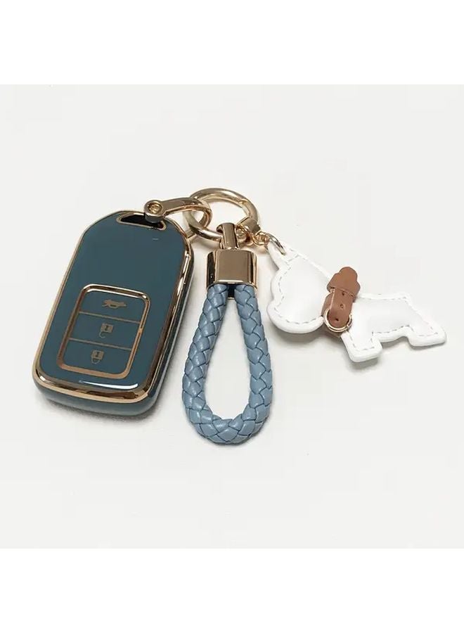 Green TPU Key Fob Cover Case With Keychain For Honda Accord Civic CRV Odyssey Passport - Image 2